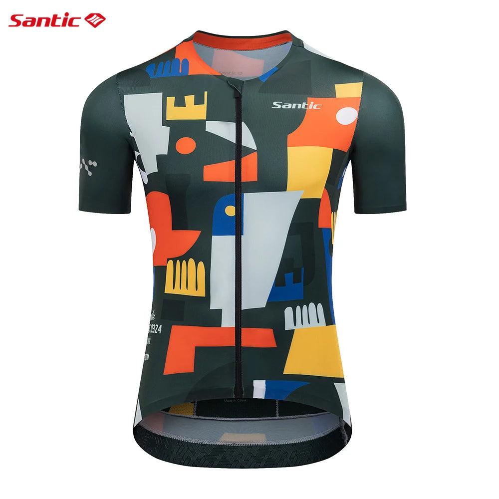 Santic Maglia Da Ciclismo Uomo Estate A Maniche Corte Asciugatura Rapida Tessuto Poliestere Spandex