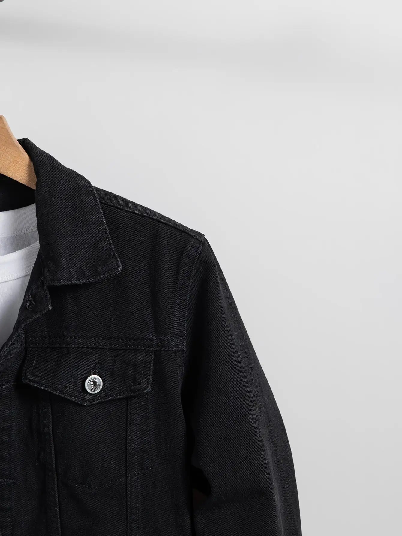Giacca In Denim Da Uomo Nero Con Colletto Rovesciato Perfetta Per Primavera E Autunno Abbigliamento Casual Quotidiano