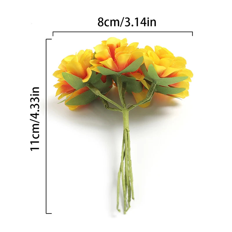 Set Da 6 Fiori Artificiali In Seta Bouquet Da 11 Cm Decorazioni Per Casa E Matrimoni Ghirlanda Fai Da Te