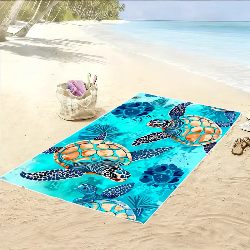 Asciugamano Da Spiaggia In Microfibra Coral Turtle Ultra Assorbente Leggero Asciugatura Rapida Senza Sabbia Palestra