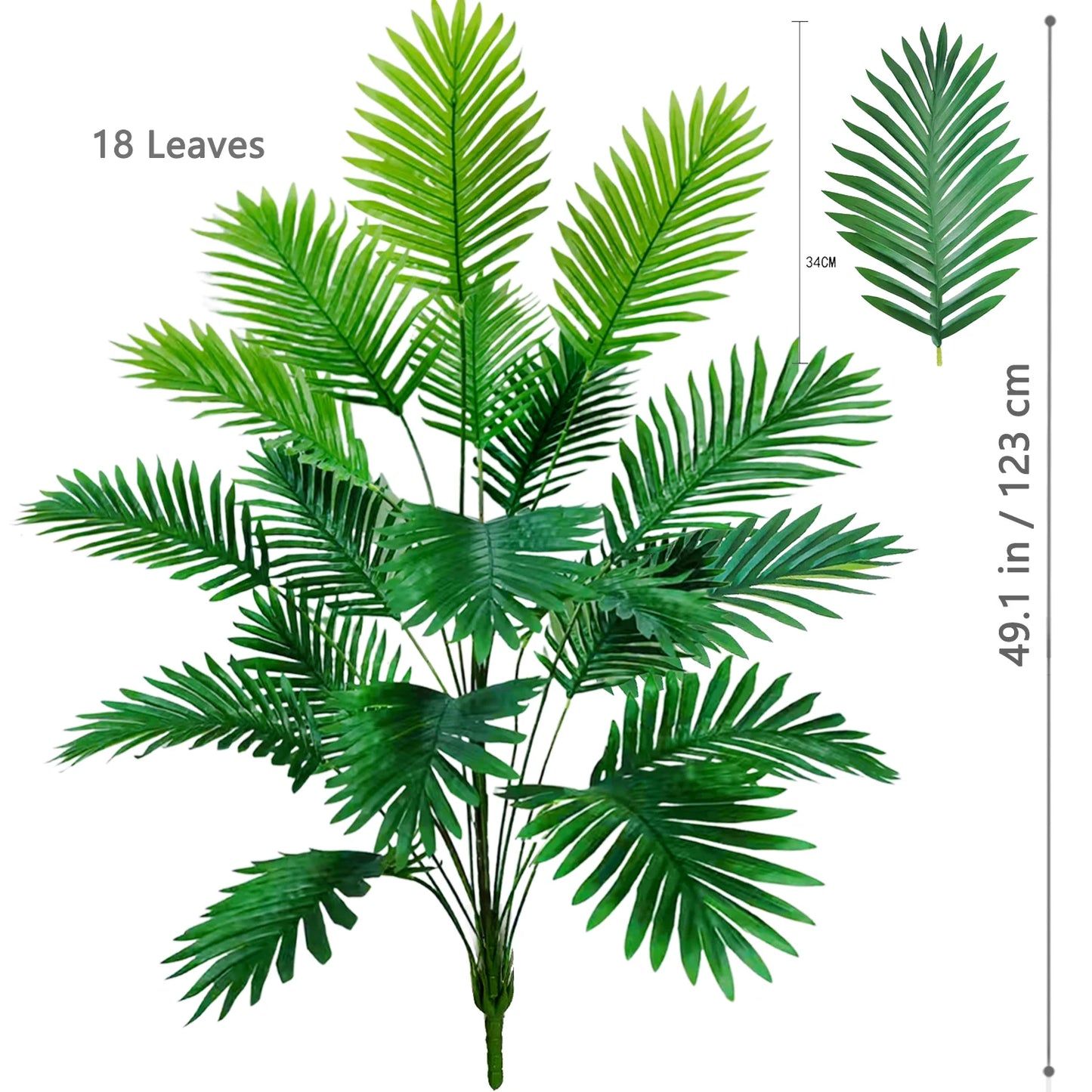 Palma Artificiale Tropicale Con Rami Di Foglie In Plastica Verde Per Decorazione Giardino Esterno Misure 50 90 120 Cm