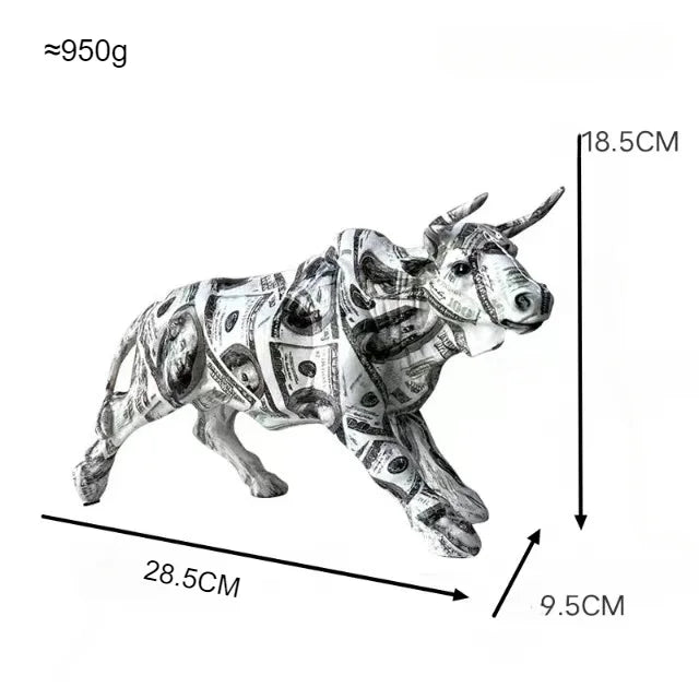 Statua di toro nordico in resina Wall Street Figurine di bue Animali Ornamenti per la casa Graffiti Toro Scultura per interni Decorazioni per la casa