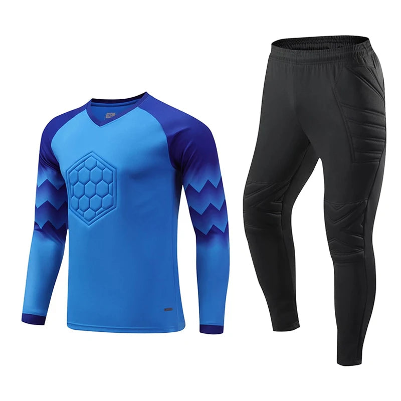 2023 uomo bambino portiere di calcio uniforme spugna protettiva manica lunga allenamento di calcio portiere top maglia da calcio pantaloni personalizzati