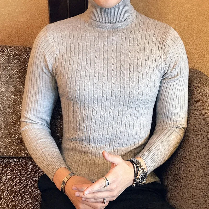 Maglione Invernale Spesso Caldo Collo Alto Dolcevita Uomo Slim Fit Maglieria Da Uomo Doppio Colletto Maschile
