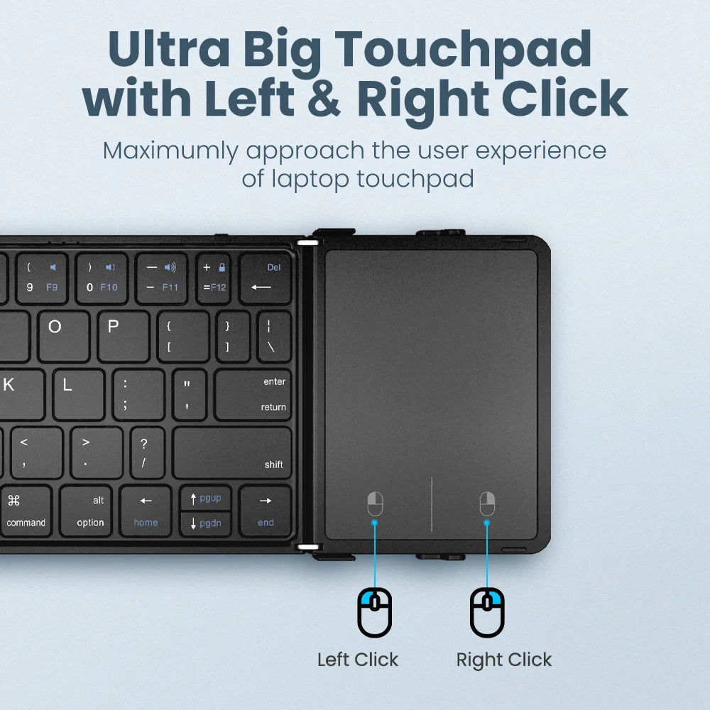 Tastiera Pieghevole Wireless Bluetooth Ricaricabile Con Touchpad Per Tablet Ipad e Iphone