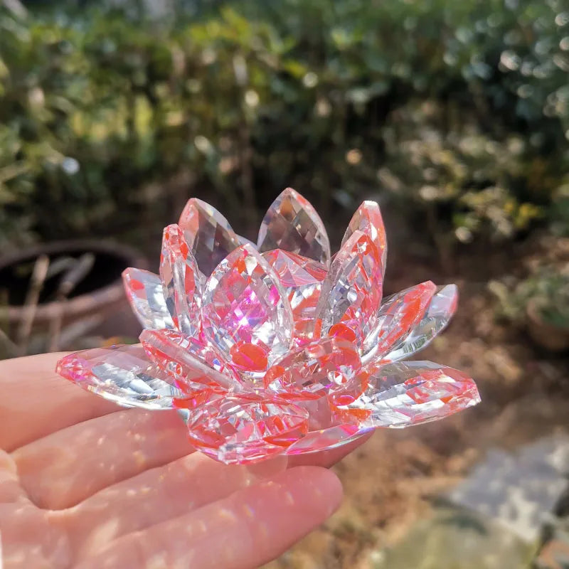 Fermacarte In Cristallo Di Quarzo Fiore Di Loto 80mm Artigianato In Vetro Feng Shui Decorazioni Per Casa Regalo