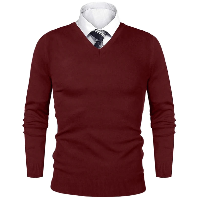 Animal Game Maglione Da Uomo In Lana Leggera Elegante Scollo A V Per Affari Business Casual