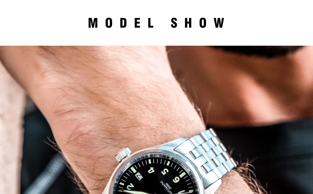 Orologio Meccanico Con Zaffiro 39mm Movimento 8215 Giappone Automatico Da Uomo Impermeabile 200m Luminoso Pilota Retrò