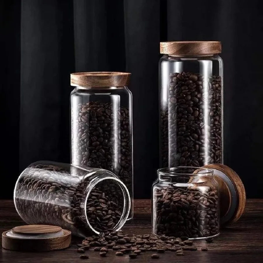 Contenitori In Vetro Per Alimenti Con Coperchi Ermetici In Bambù Senza BPA 450 750 1000 1500 Ml