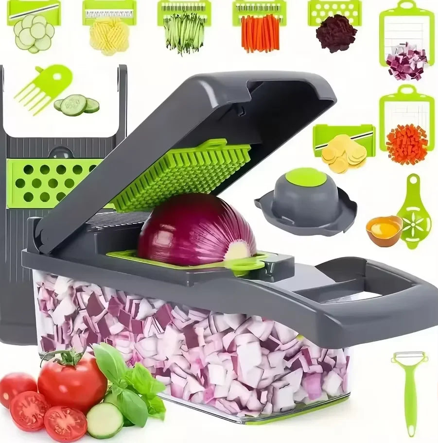 Tritatutto Multifunzionale 14 16 In 1 Per Verdure Cipolla Manico Ergonomico Griglia Per Alimenti Affettatrice Da Cucina