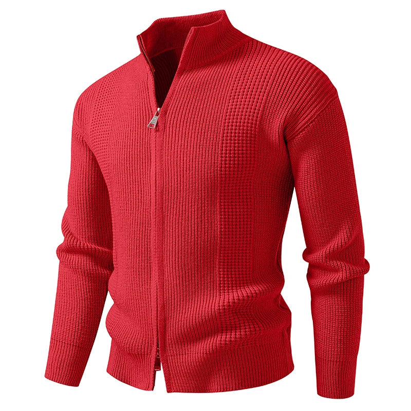 Cardigan Slim Fit Uomo Autunno Inverno Con Zip E Collo Mandarino Caldo Moda Casual