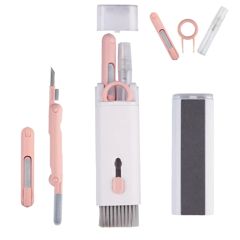 Kit 7 In 1 Spazzola Per Pulizia Tastiera Computer Auricolari Detergente Estrattore Copritasti