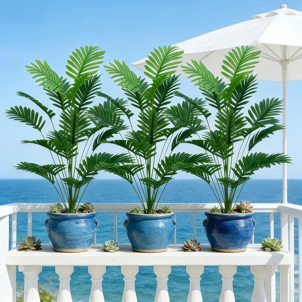 Palma Artificiale Grande 65-128 Cm Con Foglie Piante Finte In Plastica Ramo Monstera Decorazioni Domestiche