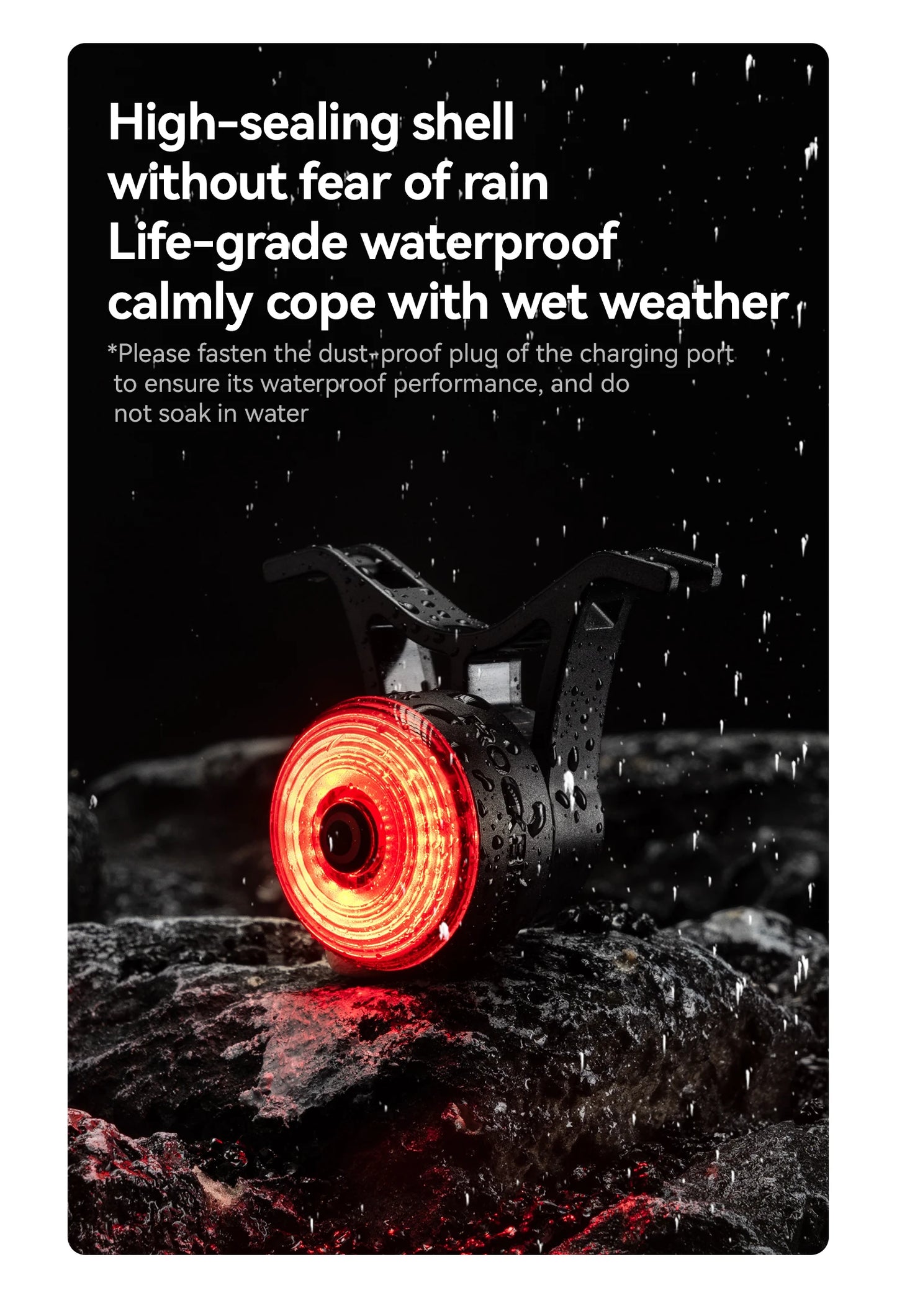 RockBros Luce Per Bicicletta Sensore Vibrazioni Del Freno Fanale Posteriore USB Spina Manubrio IPX5 Per Strada MTB
