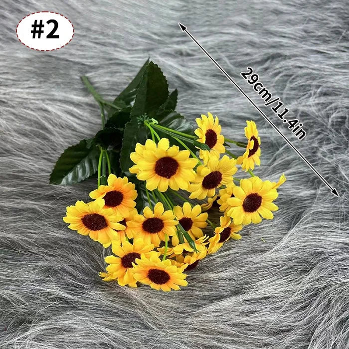 Vaso di Plastica con Fiore di Girasole Artificiale Set Decorazione per Matrimoni e Eventi