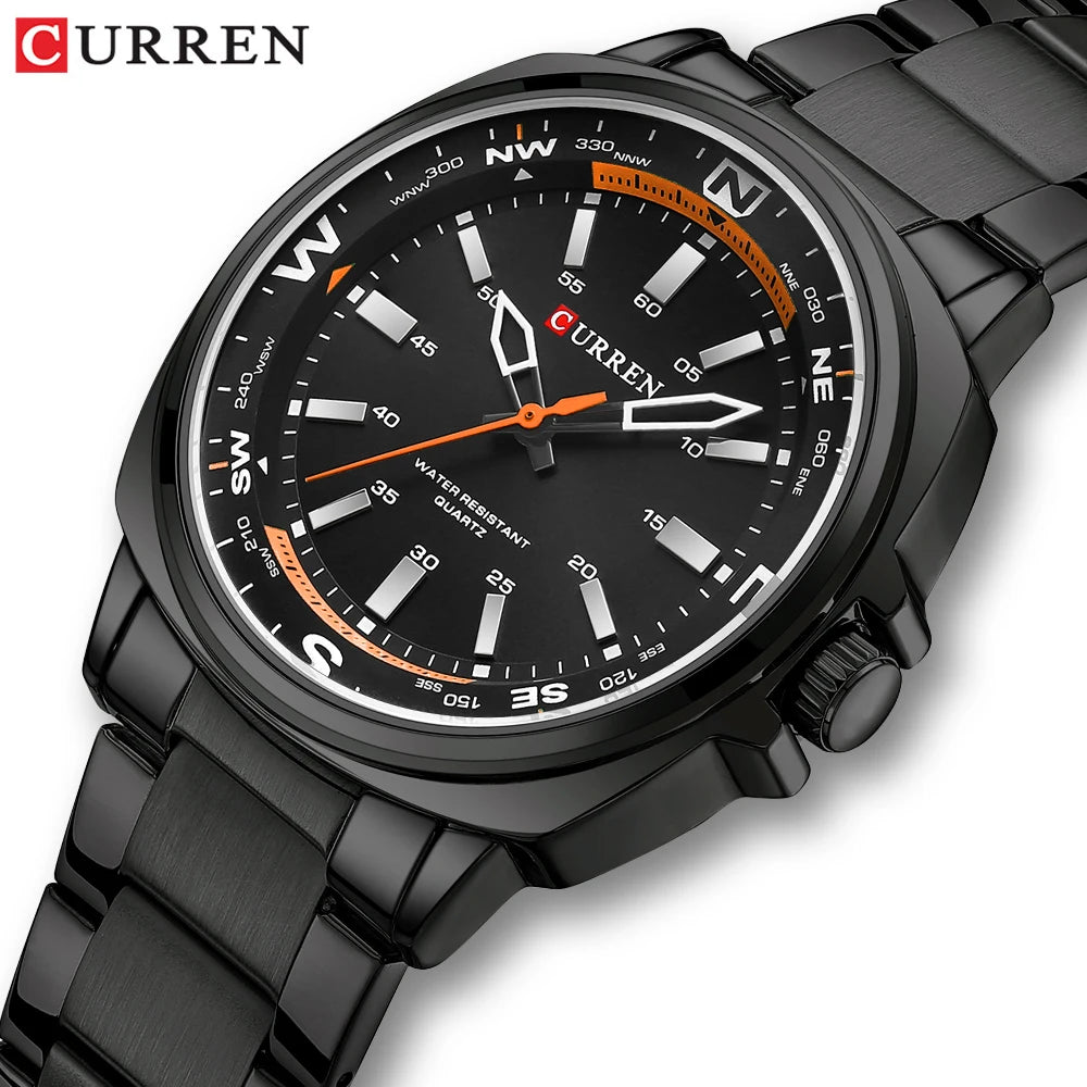 Curren Orologio Da Polso Da Uomo Quarzo Per Business Casual Con Cinturino In Acciaio Inossidabile Impermeabile 8455