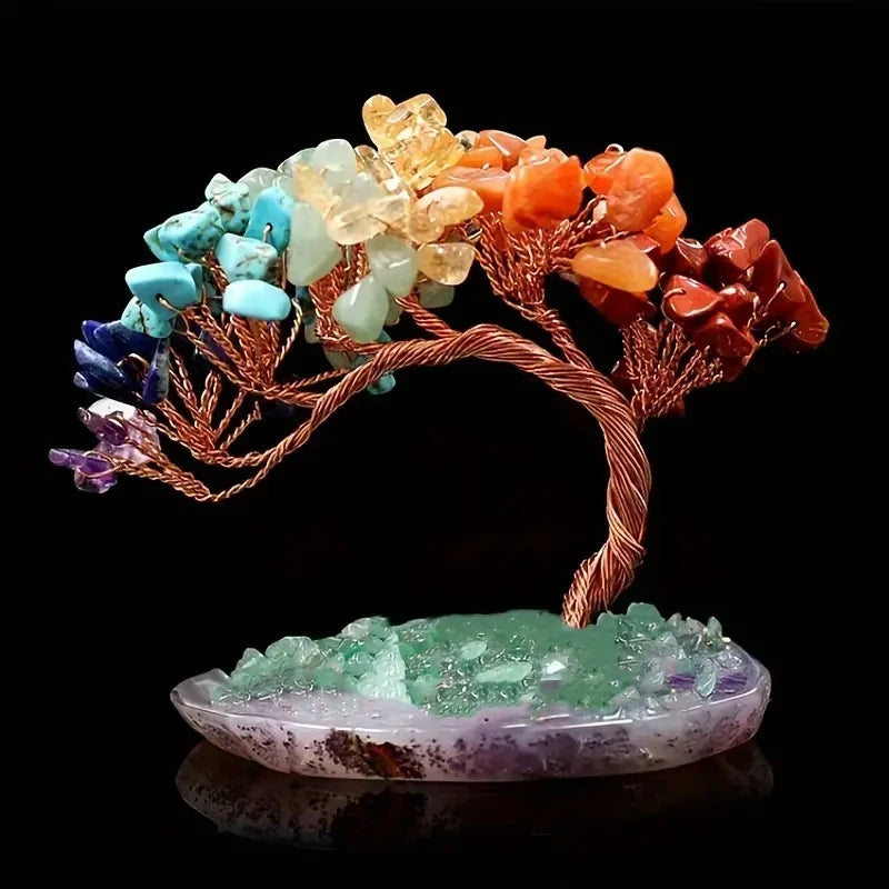 Albero Della Fortuna Feng Shui Cristallo Colorato Con Agata Naturale E Filo Di Rame Decorativo Per Casa Ufficio