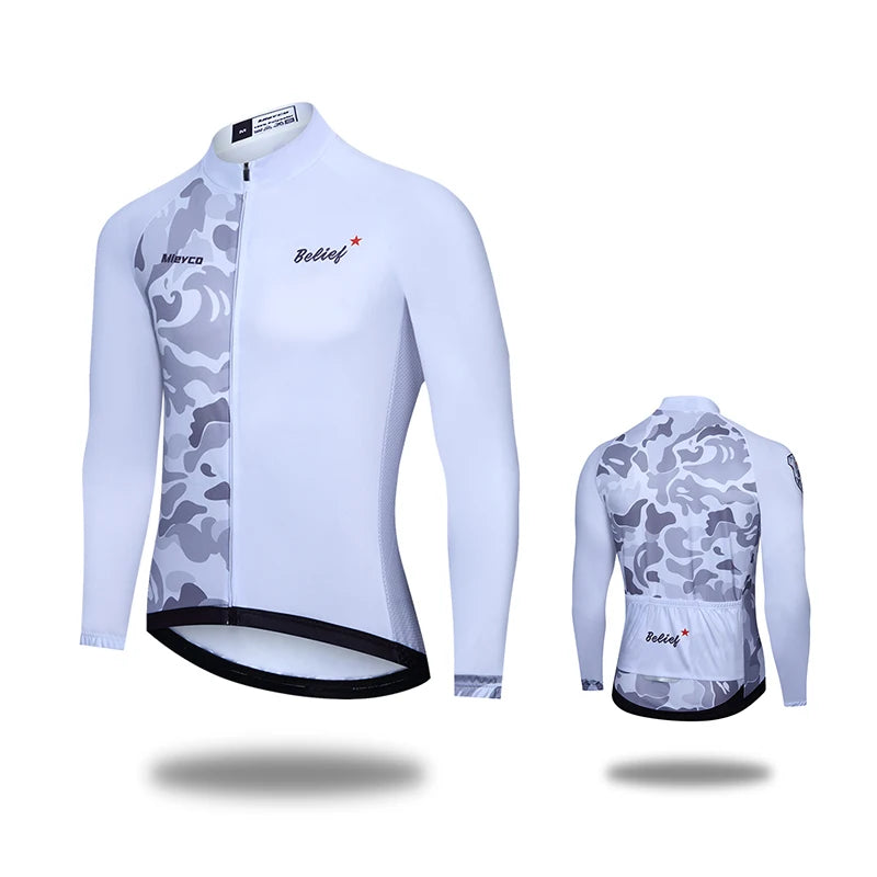MIEYCOM Abbigliamento Ciclismo Uomo Maniche Lunghe Giacca Traspirante Protezione Solare MTB Corsa Primavera Autunno