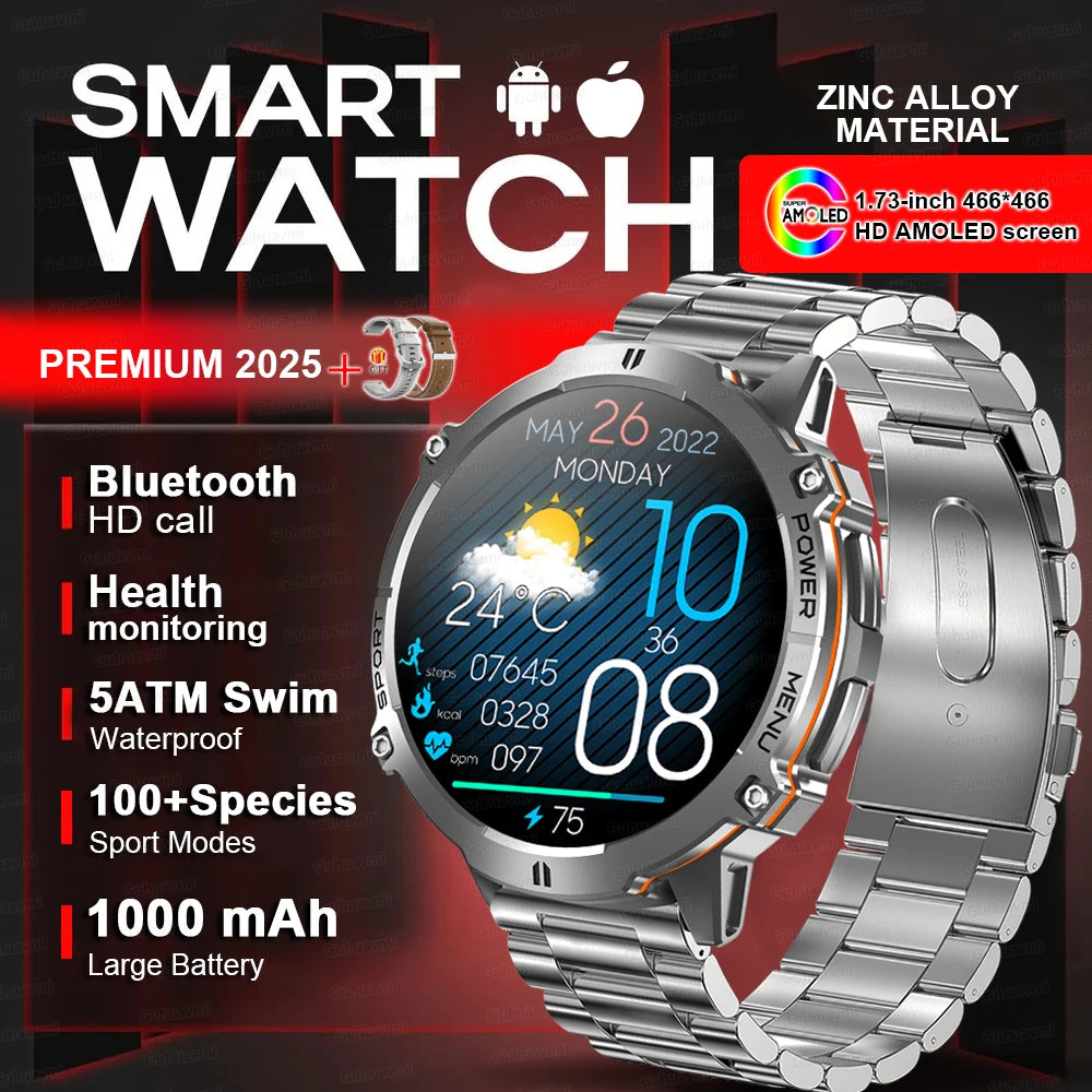 Smartwatch Da Uomo Militare T Rex 3 2025 HD AMOLED Chiamata Bluetooth Impermeabile 10 ATM 1000mAh Fitness All Aperto