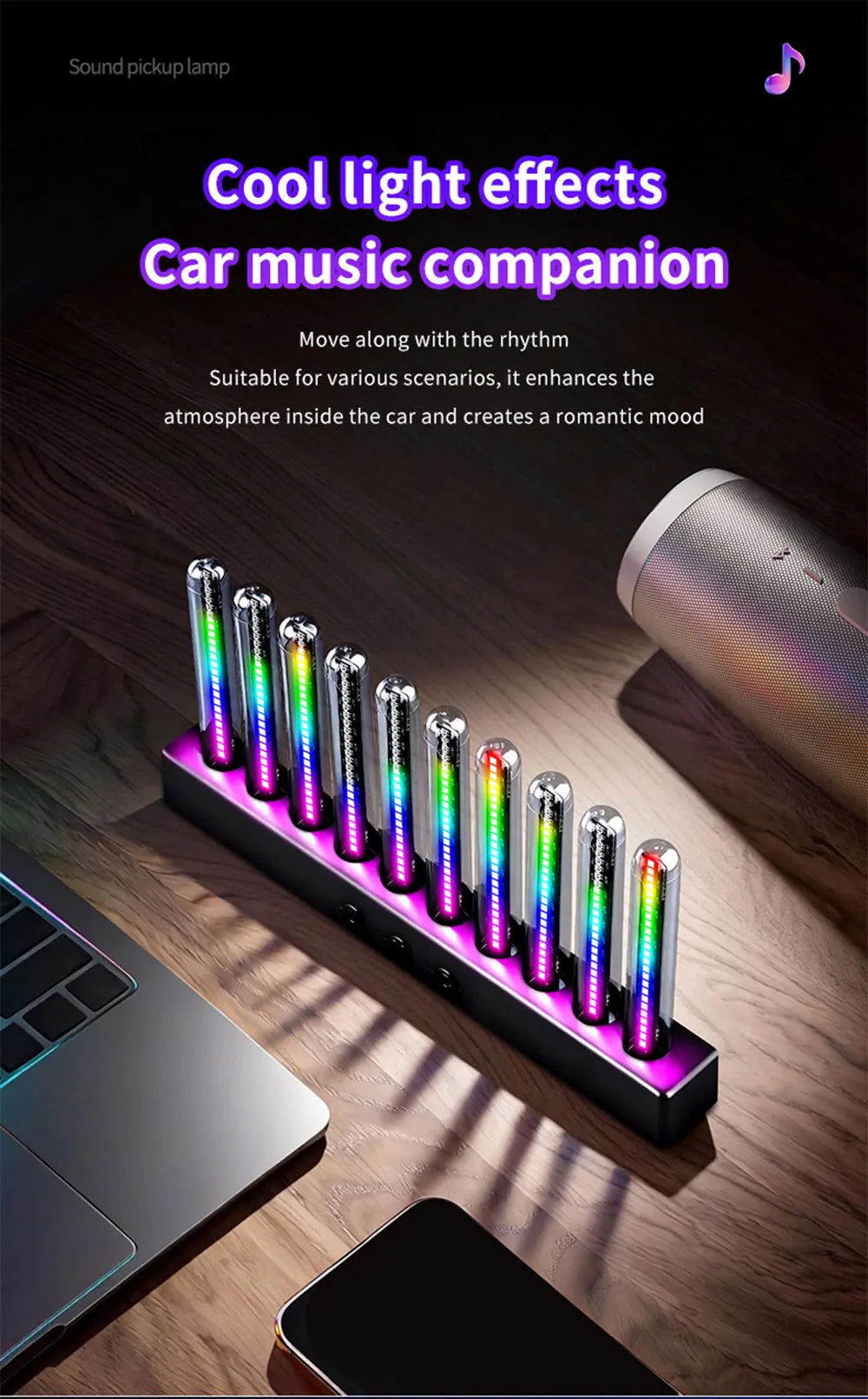Luce Ambientale RGB Con Sensore Sonoro Striscia LED Sincronizzata Con La Musica Per Auto USB E Cruscotto