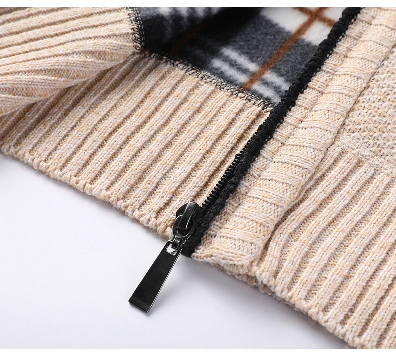 Maglione Lavorato A Maglia Con Colletto Rialzato Da Uomo Autunno Inverno Cardigan Slim In Tinta Unita Coreana