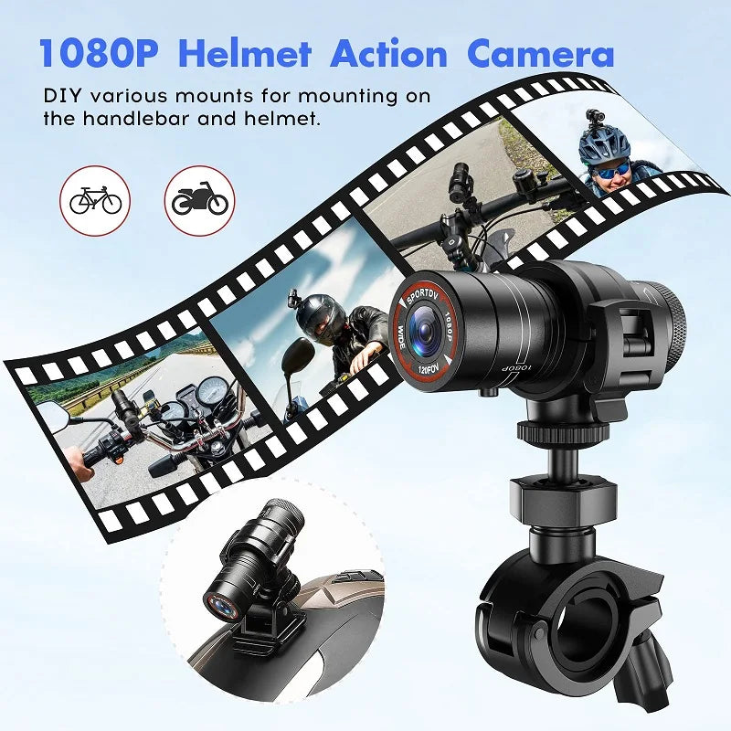 Mini Fotocamera Sportiva DV Action Impermeabile Per Casco Full HD 1080P Video Ideale Per Bicicletta Moto
