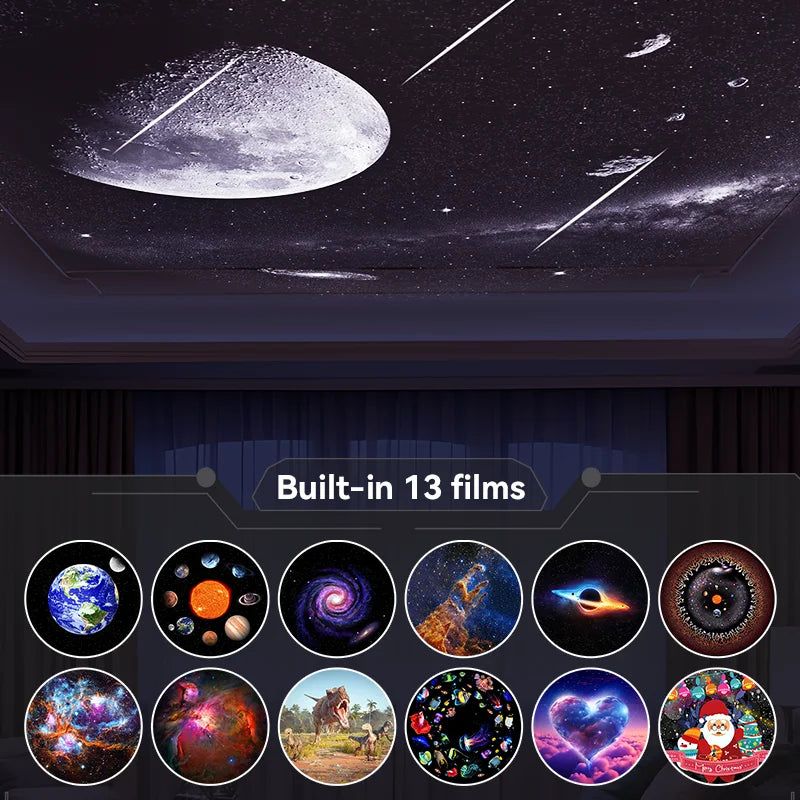 Proiettore Galaxy Star 12 In 1 Con Meteor Lampada Notturna Rotante Space Ball Per Bambini