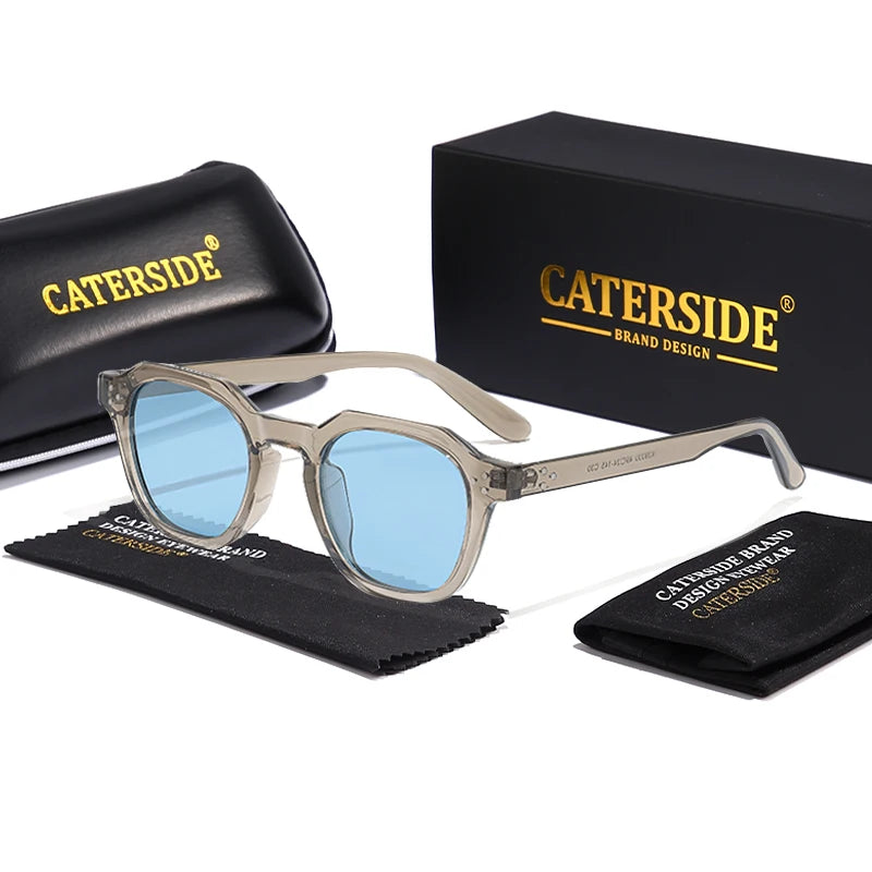 Occhiali Da Sole Polarizzati Retrò Unisex Caterside Ultraleggeri Montatura TR90 Poligonale Per Esterni Viaggio Di Qualità