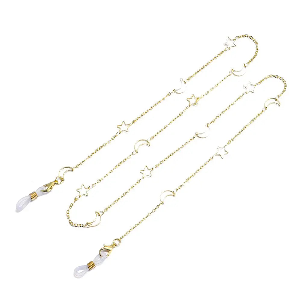 Nuova Moda Per Donne Catena Occhiali Con Perle E Stelline Vuote Tracolla Cordino Per Occhiali Da Sole E Lettura