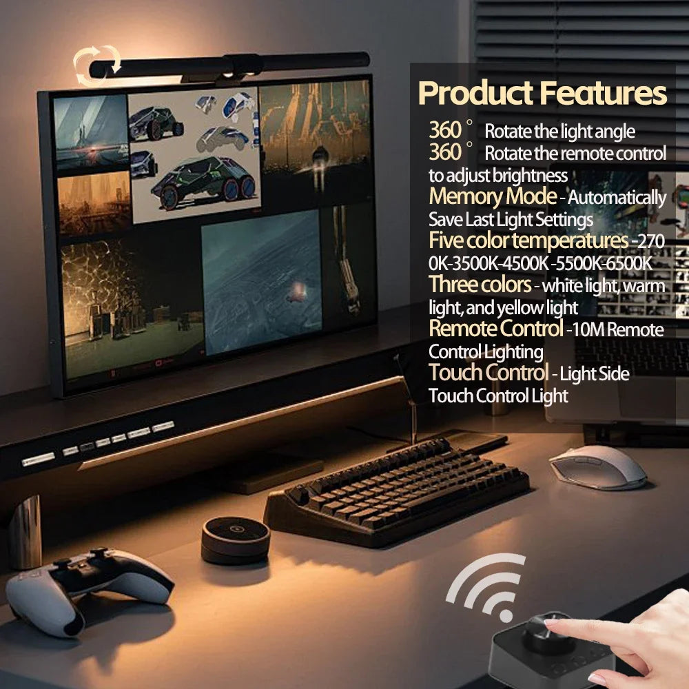 Barra Luminosa LED 44 Cm Per Monitor E Scrivania Con Atmosfera RGB Dimmerabile Ideale Per Studio E Lavoro