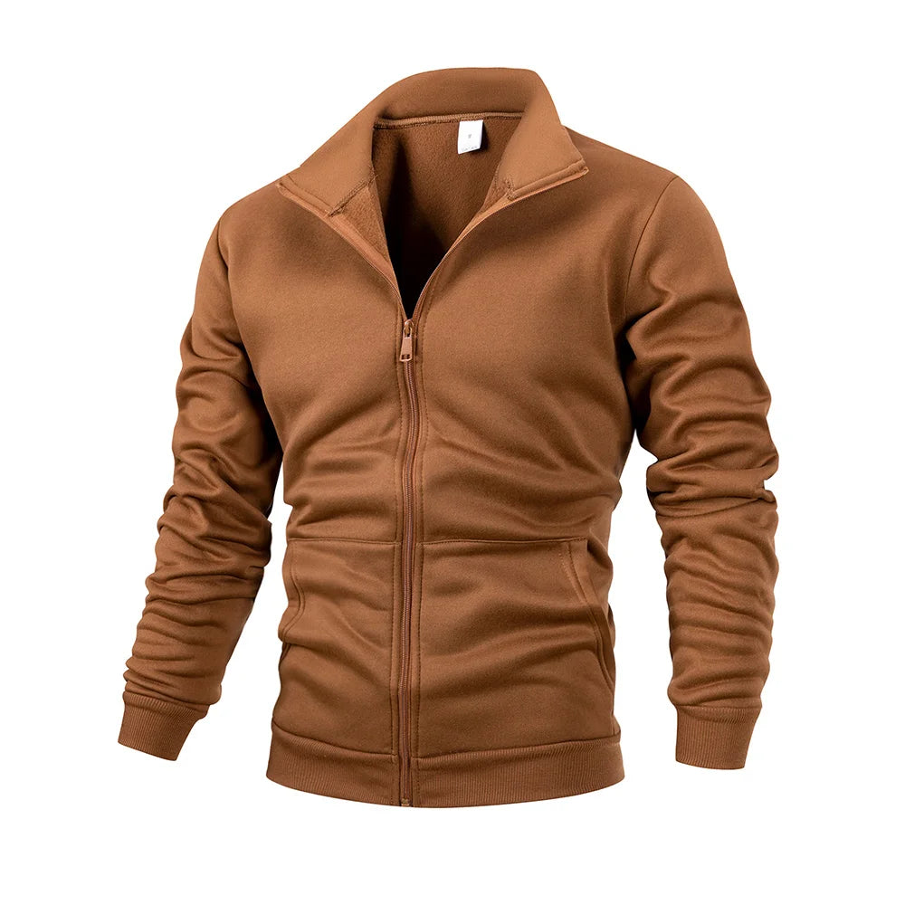 Giacca Uomo Con Cerniera Slim Fit Esterno Streetwear Tinta Unita Calda A Maniche Lunghe Per Primavera Autunno