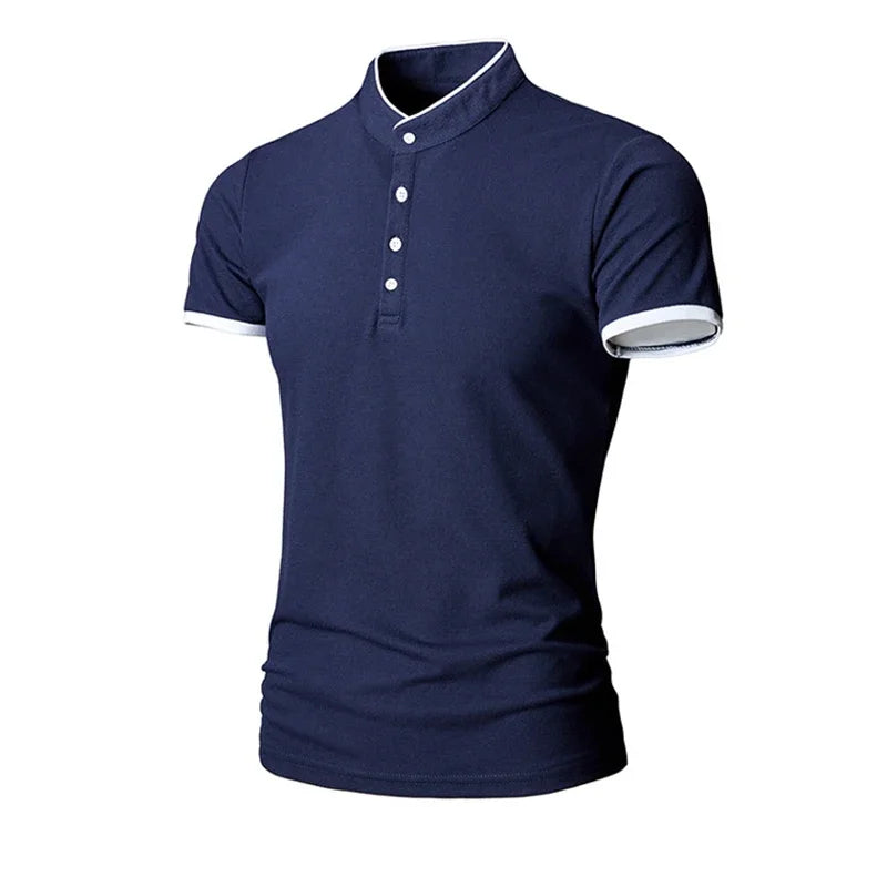 Polo Casual Da Uomo Per Ufficio A Maniche Corte Liscio E Resistente Alle Rughe Antipilling Confortevole Pulsante