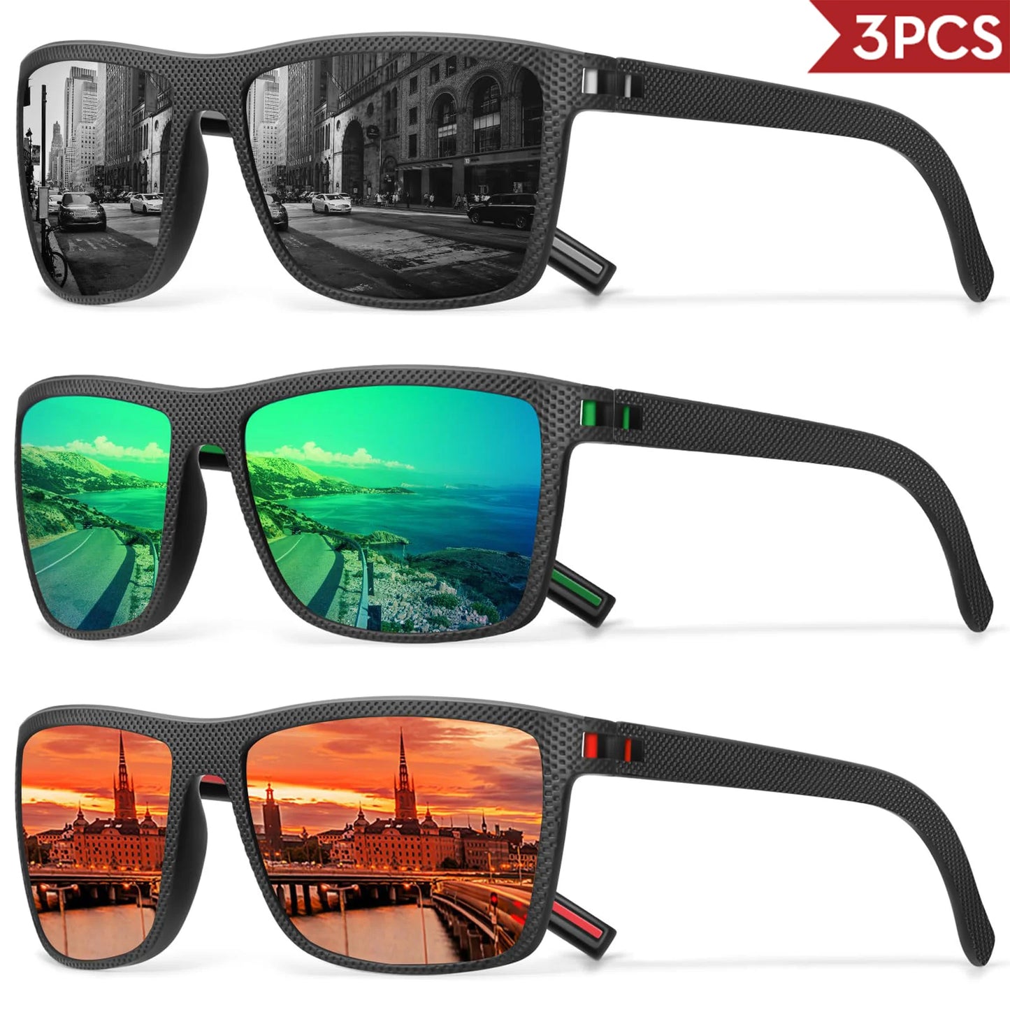 Confezione Occhiali Da Sole Polarizzati Colorati Unisex Con Scatola Di Design UV400 Per Guida Pesca E Sport All Aperto