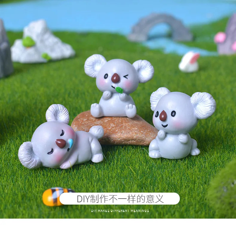 Figurine Di Koala In Resina Cartone Animato Paesaggio Decorazioni Domestiche Per Camera E Scrivania Set 4 12 20 Pezzi