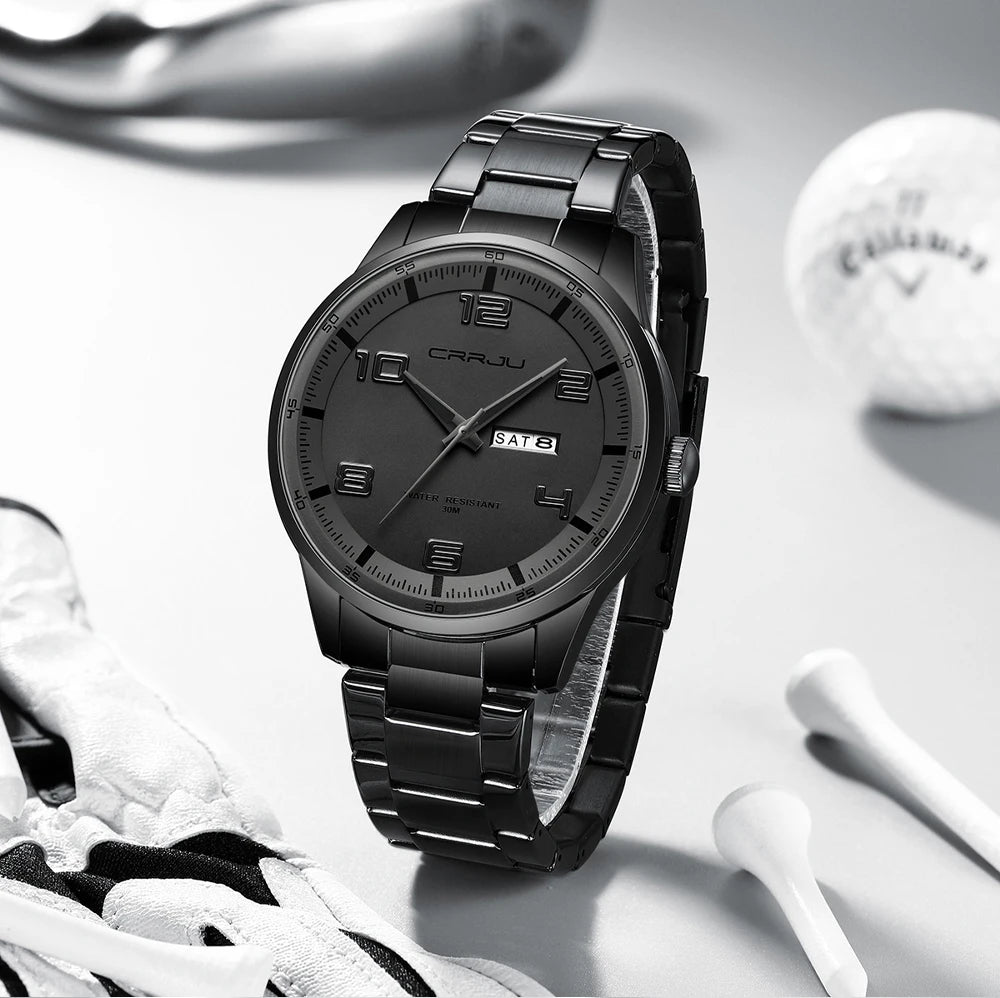 CRRJU Orologi Da Uomo Nuovi Casual Business Cinturino In Acciaio Inox Quarzo Con Data Lancette Luminose