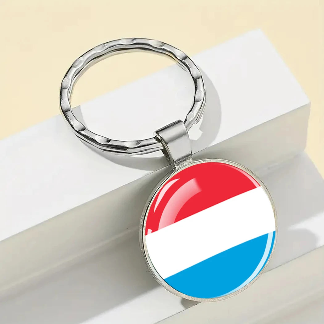 Portachiavi Bandiera Europea Albania Spagna Italia Francia Regno Unito Ciondolo Vetro Metallo Per Borsa Regalo Patrioti