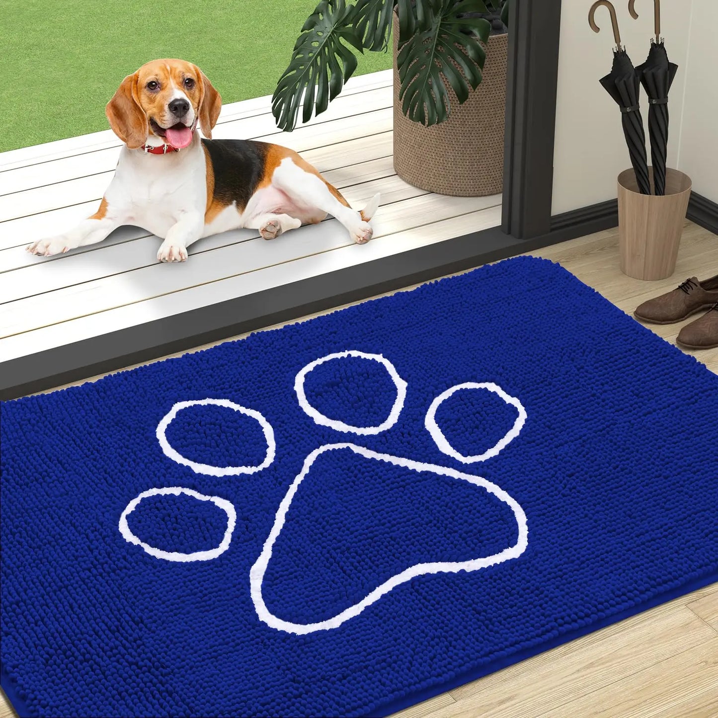 Zerbino Ciniglia Ultra Assorbente Design Zampe Lavabili Antiscivolo Asciugatura Rapida Porta Cane Fangosi