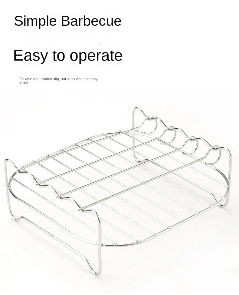 Set Grill Da Esterno Con Spiedini E Staffe Per Barbecue In Acciaio Inossidabile Per Friggitrice Ad Aria Quadrata
