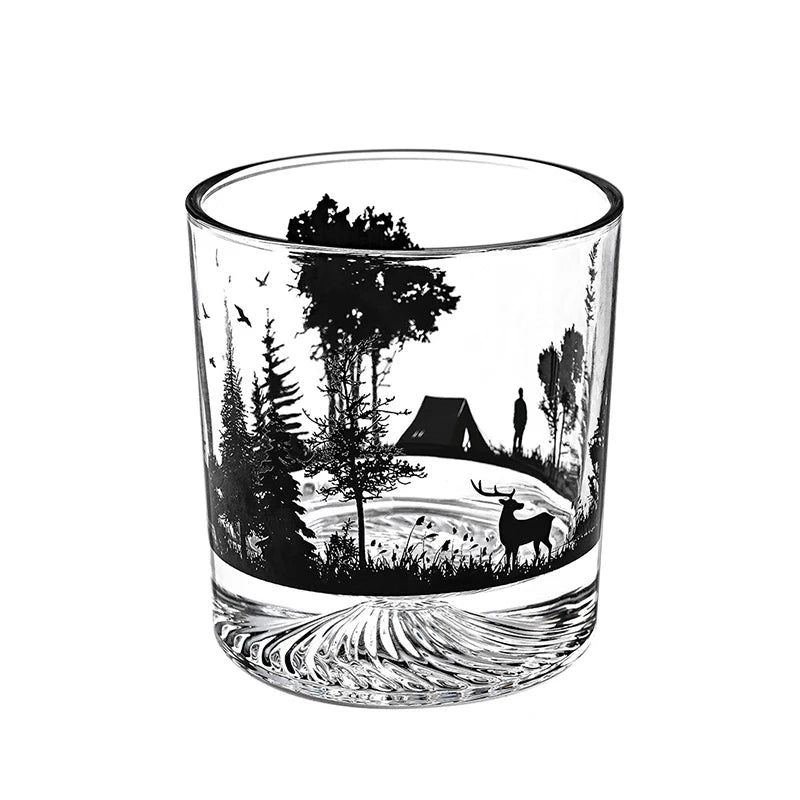 Snow Mountain Cup Bicchiere Da Vino 300ml Con Silhouette Iceberg Montagna Roccia E Fondo Spesso Regalo Natale