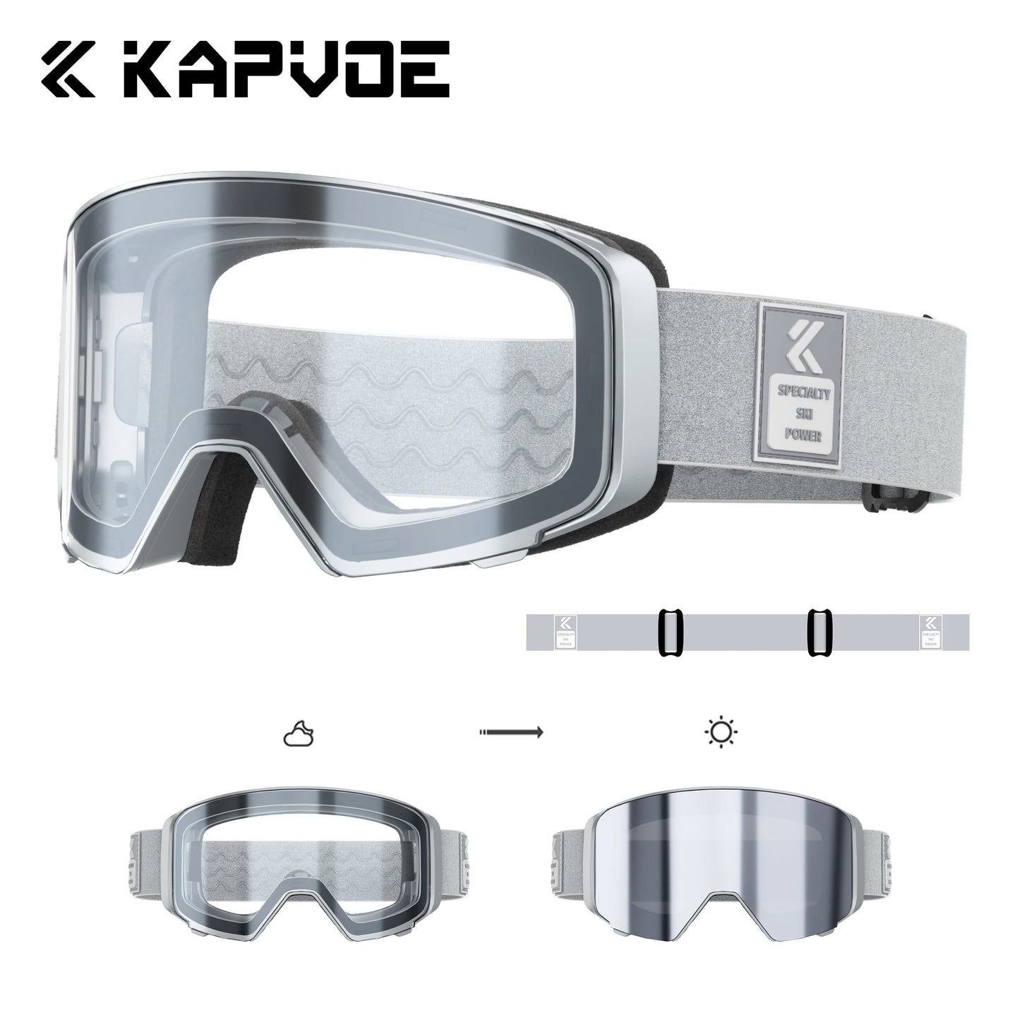 Kapvoe Occhiali Da Neve Magnetici Flip Over Fotocromatici UV400 Antinebbia Uomo Donna TPU Lenti In Policarbonato