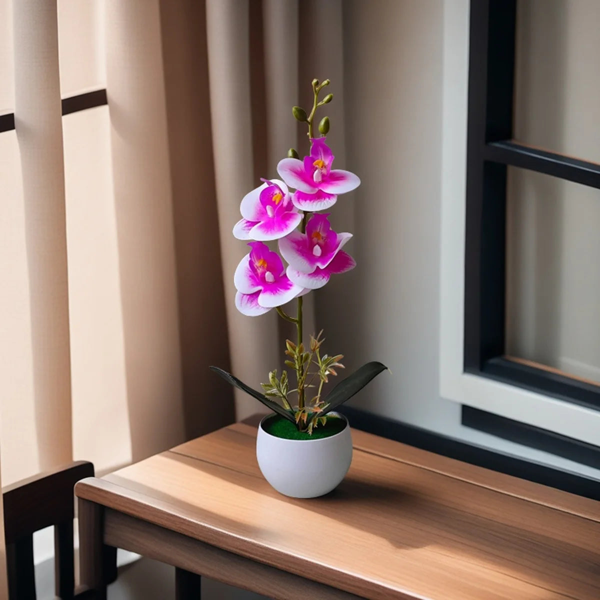 Pianta In Vaso Di Orchidea Artificiale Realistica Con Vaso Di Plastica Per Decorazione Centrotavola Tavolo Per Ufficio