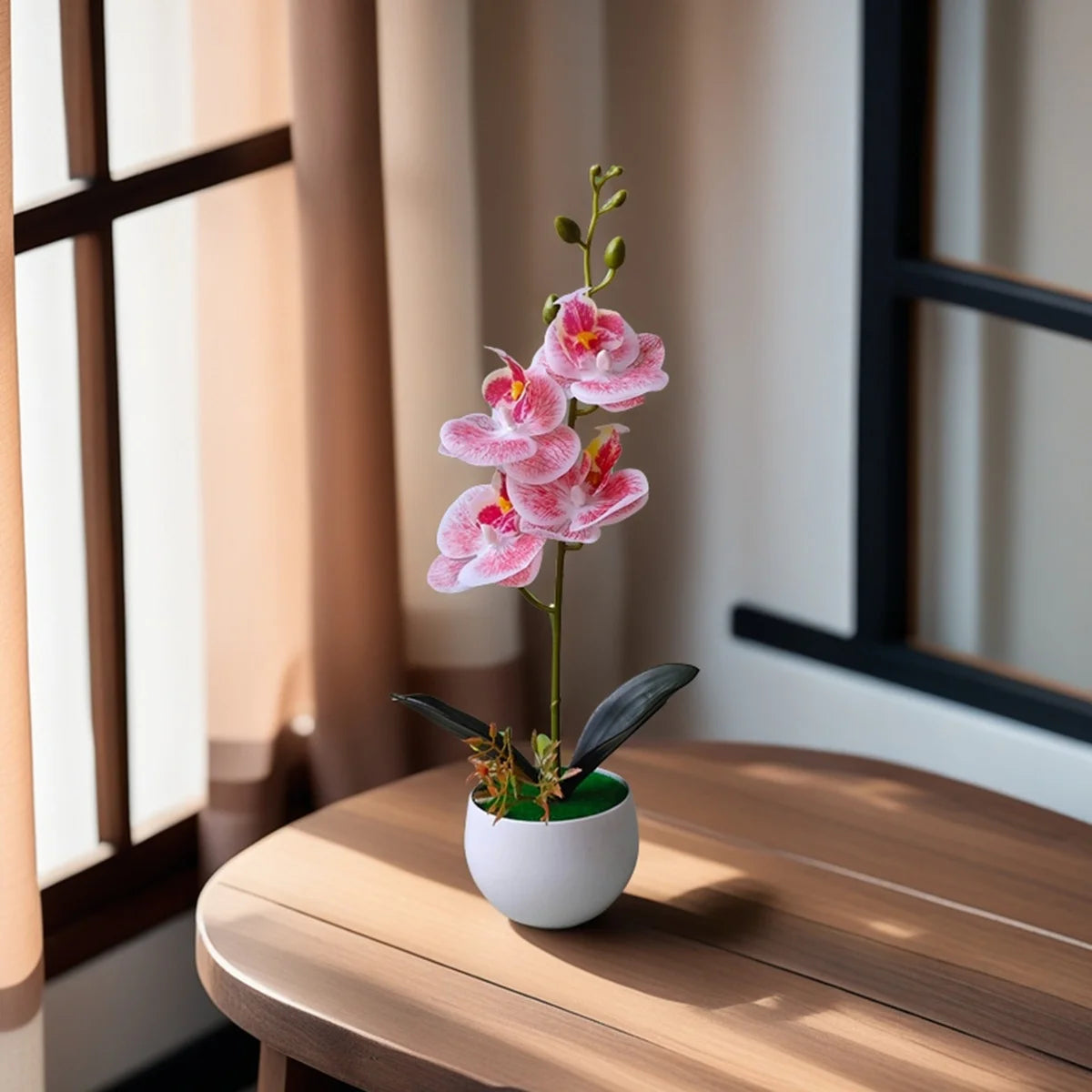 Pianta In Vaso Di Orchidea Artificiale Realistica Con Vaso Di Plastica Per Decorazione Centrotavola Tavolo Per Ufficio