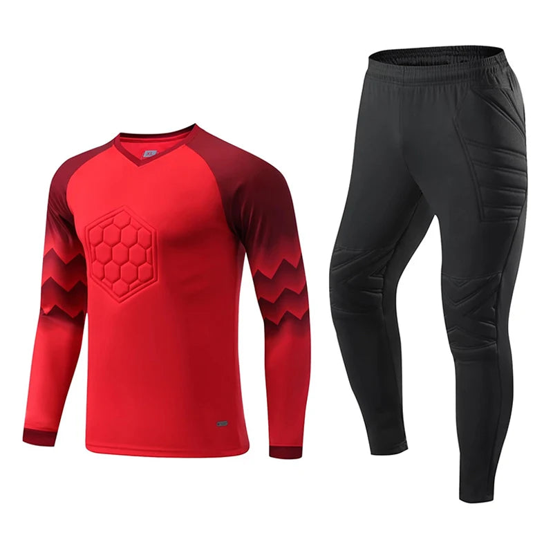 2023 uomo bambino portiere di calcio uniforme spugna protettiva manica lunga allenamento di calcio portiere top maglia da calcio pantaloni personalizzati