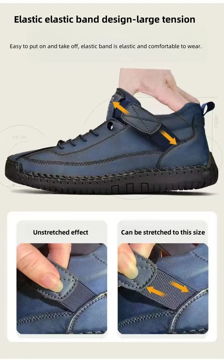 Stivali Da Uomo Primavera Autunno In Pelle Cuciti A Mano Lusso Retro In Stile Britannico Taglie Forti
