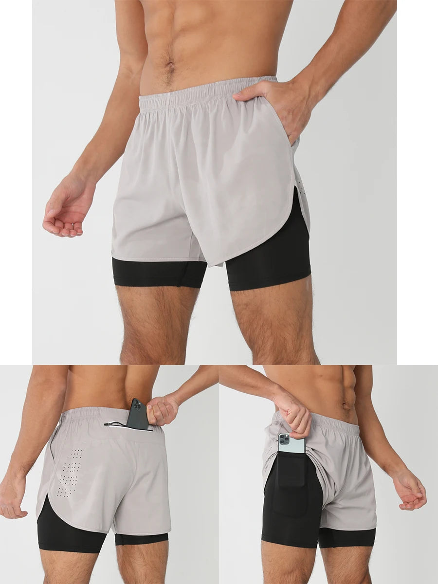Pantaloncini Da Corsa Da Uomo 2 In 1 Palestra Asciugatura Rapida Pantaloni Corti Sportivi Estivi