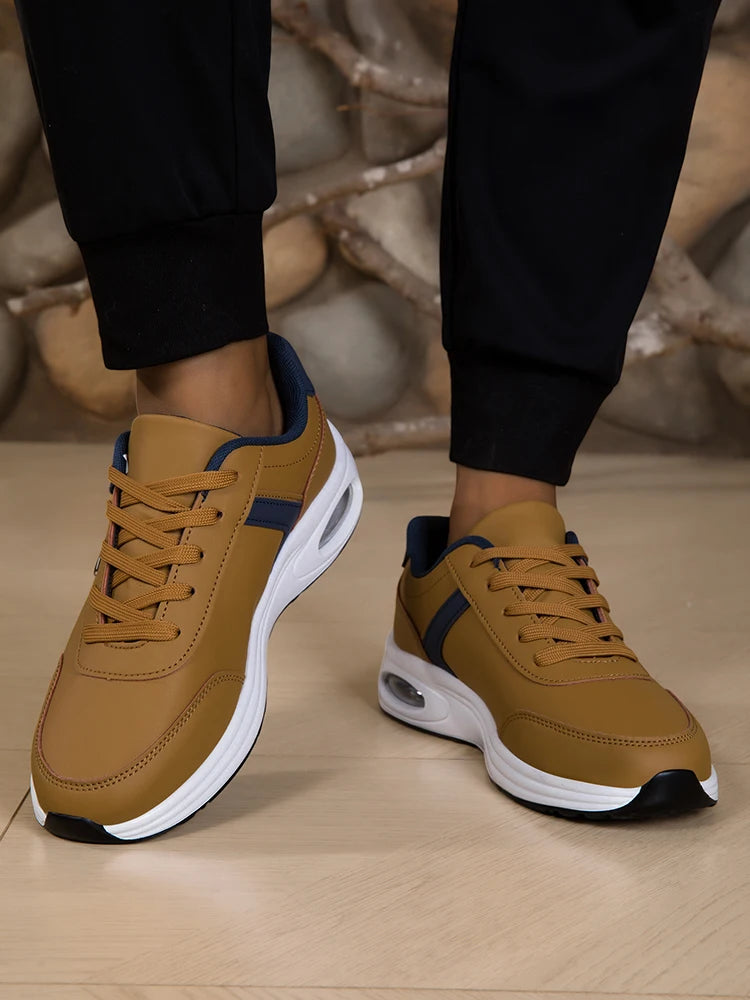 Scarpe Sportive Da Uomo Impermeabili In Pelle Casual Antiscivolo Da Passeggio E Tennis Con Aumento Di Altezza