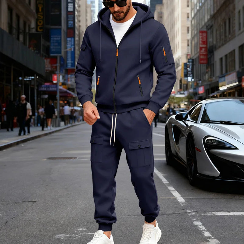 Set Maglione Con Cappuccio Moda Sportiva All'Aria Aperta In Velluto Sciolto Da Uomo Autunno Inverno