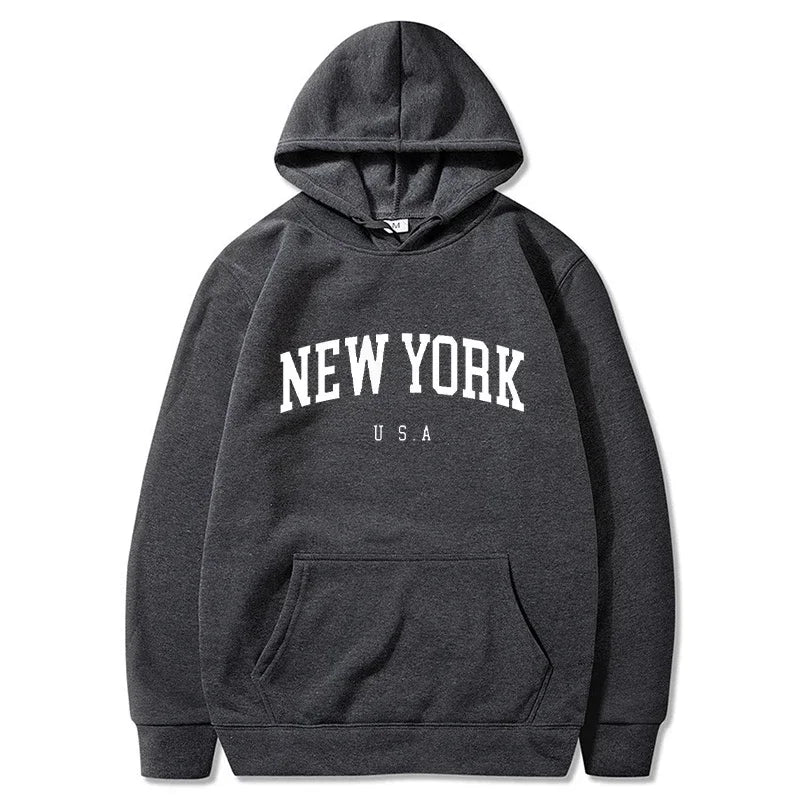 Felpe Con Cappuccio Uomo Donna New York City Stampe Lettere Grafica Casual Harajuku Pullover Abbigliamento Sportivo