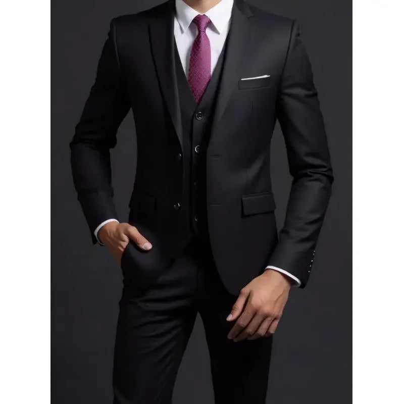 Completo Tre Pezzi Uomo Stile Britannico Elegante Per Matrimoni Cerimonie Banchetti Comfort Sobrietà Presenza