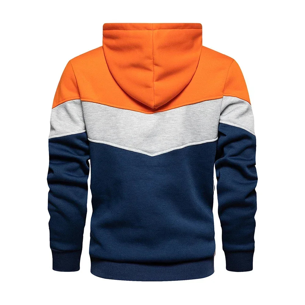 Felpa Patchwork Con Cappuccio Uomo Abbigliamento Casual Ampio Pile Caldo Streetwear Autunno Inverno Sportivo